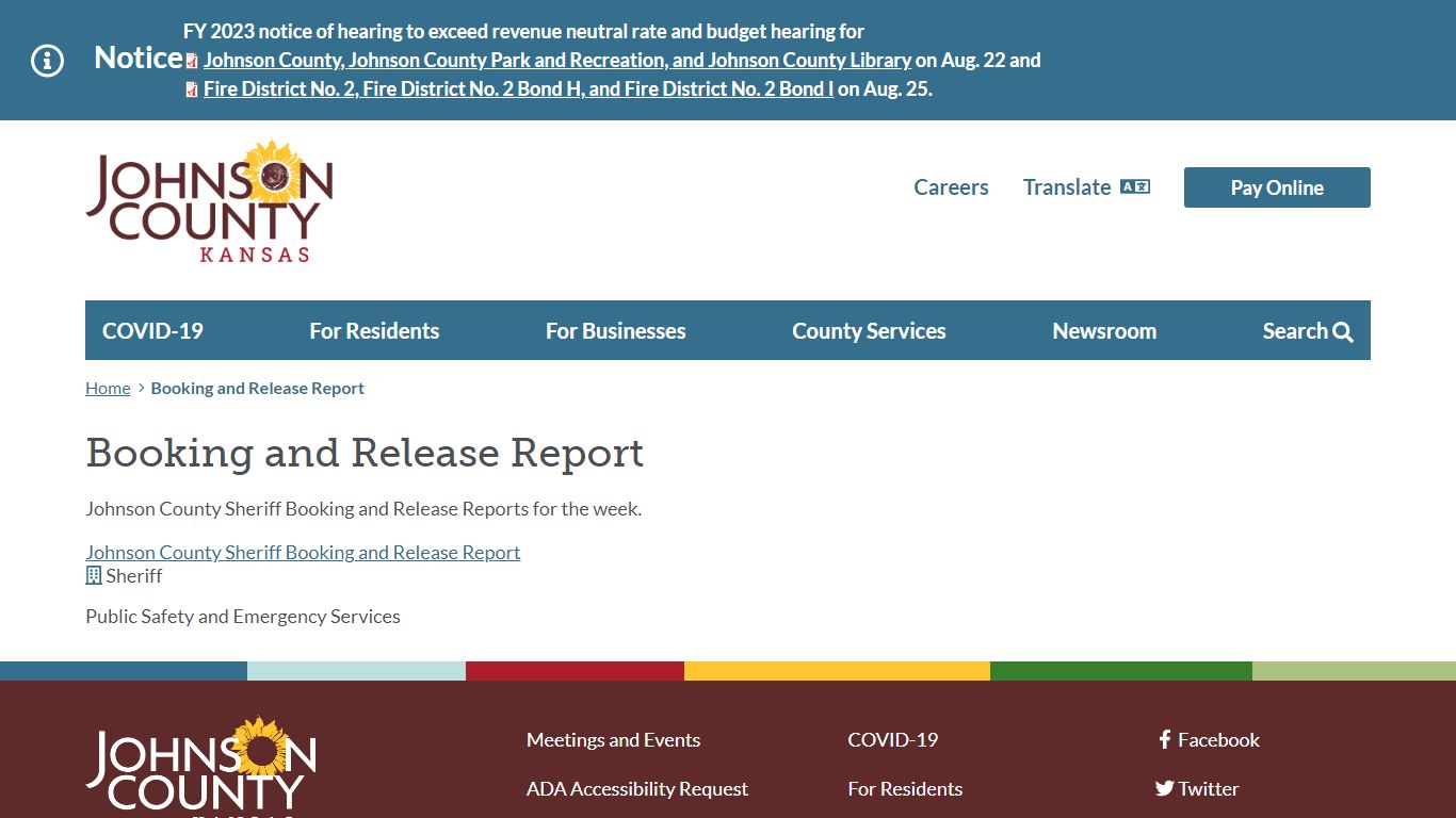 Booking and Release Report | Johnson County Kansas